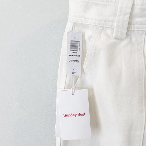 Sunday Best New Oscar Mid-Rise Utility Carpenter Cotton Pant | Size 6 | White - Picture 5 of 10